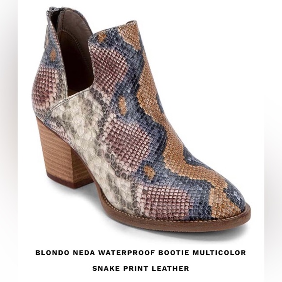 Blondo Shoes - [Blondo] Waterproof Snakeskin Multicolor Leather Short Ankle Booties Womens Sz 8